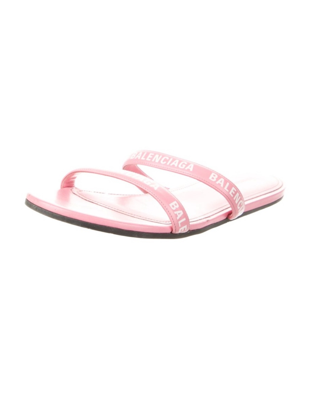 SOLD Balenciaga pink logo printed leather flat slides 39 - Picture 2 of 12